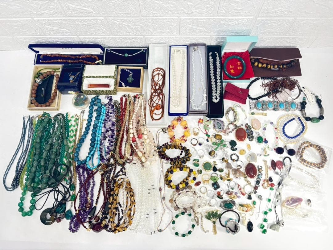 8-5-1 天然石 アクセサリー まとめ セット ネックレス ブレスレット 指輪