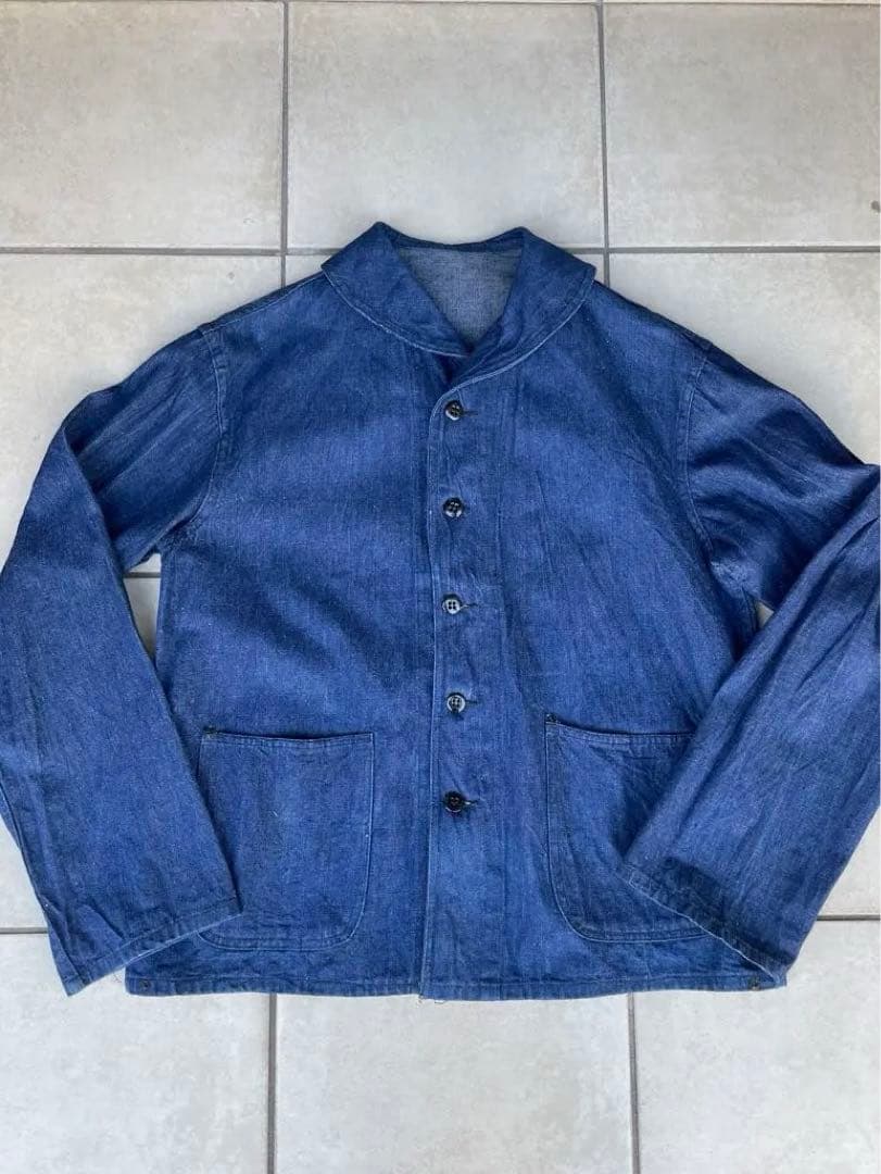 【デッドストック/ステンシル入り】40susnavyショールカラー　身幅60cm