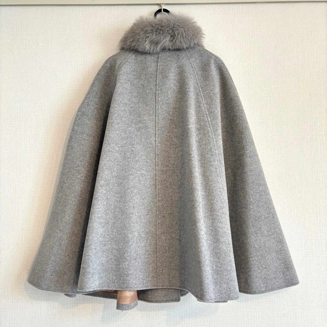 【美品】RUIRUE BOUTIQUE ケープコート フォックスファー付き