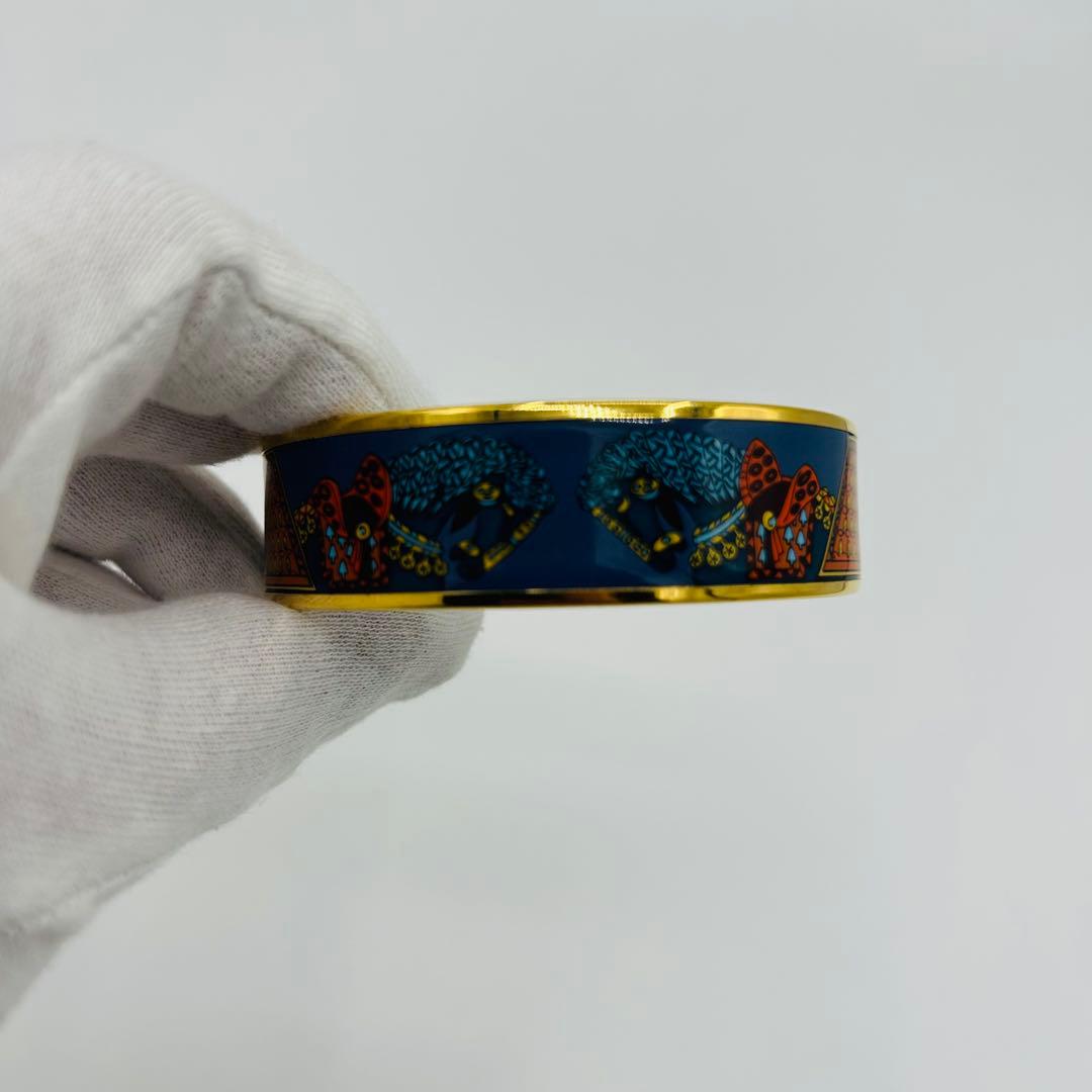 【美品】HERMES エマイユ GM バングル ゴールドカラー 馬柄
