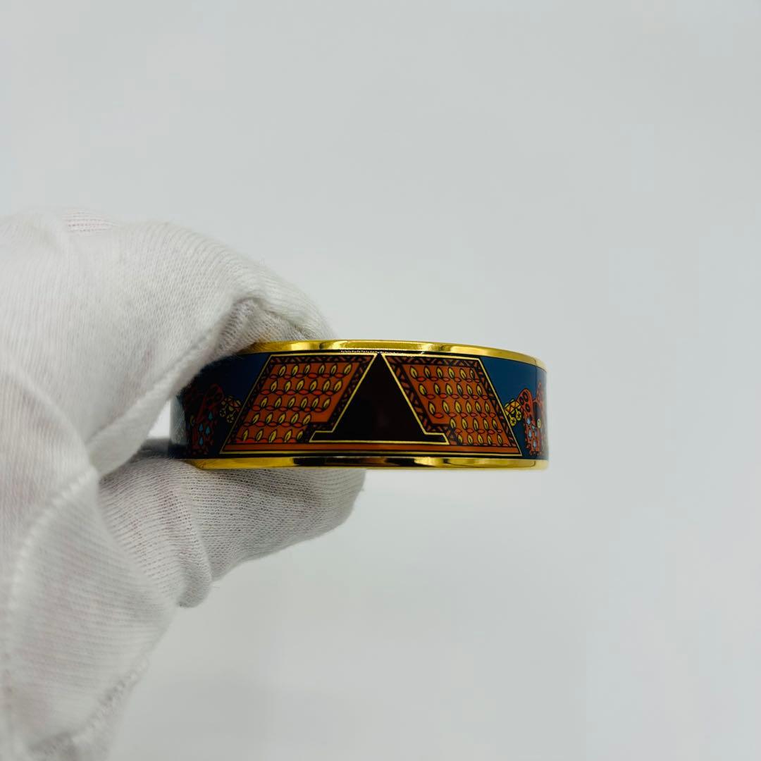 【美品】HERMES エマイユ GM バングル ゴールドカラー 馬柄