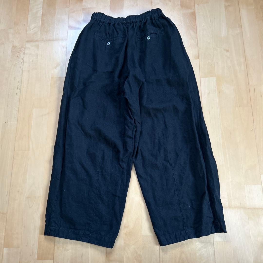 ネストローブ　起毛リネンワイドパンツ　ブラック