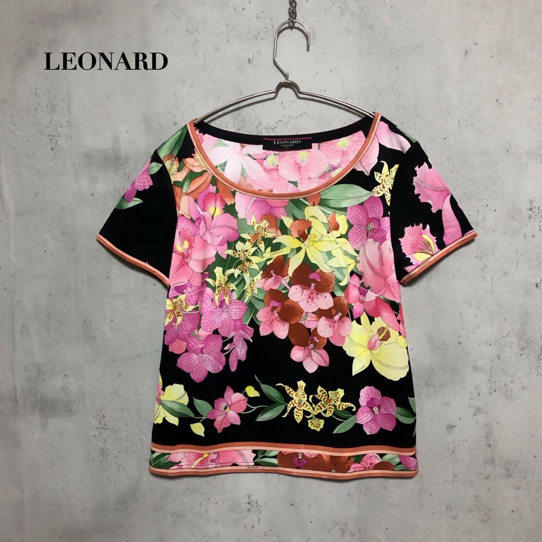 美品　LEONARD レオナール 花柄 総柄 トップス カットソー M