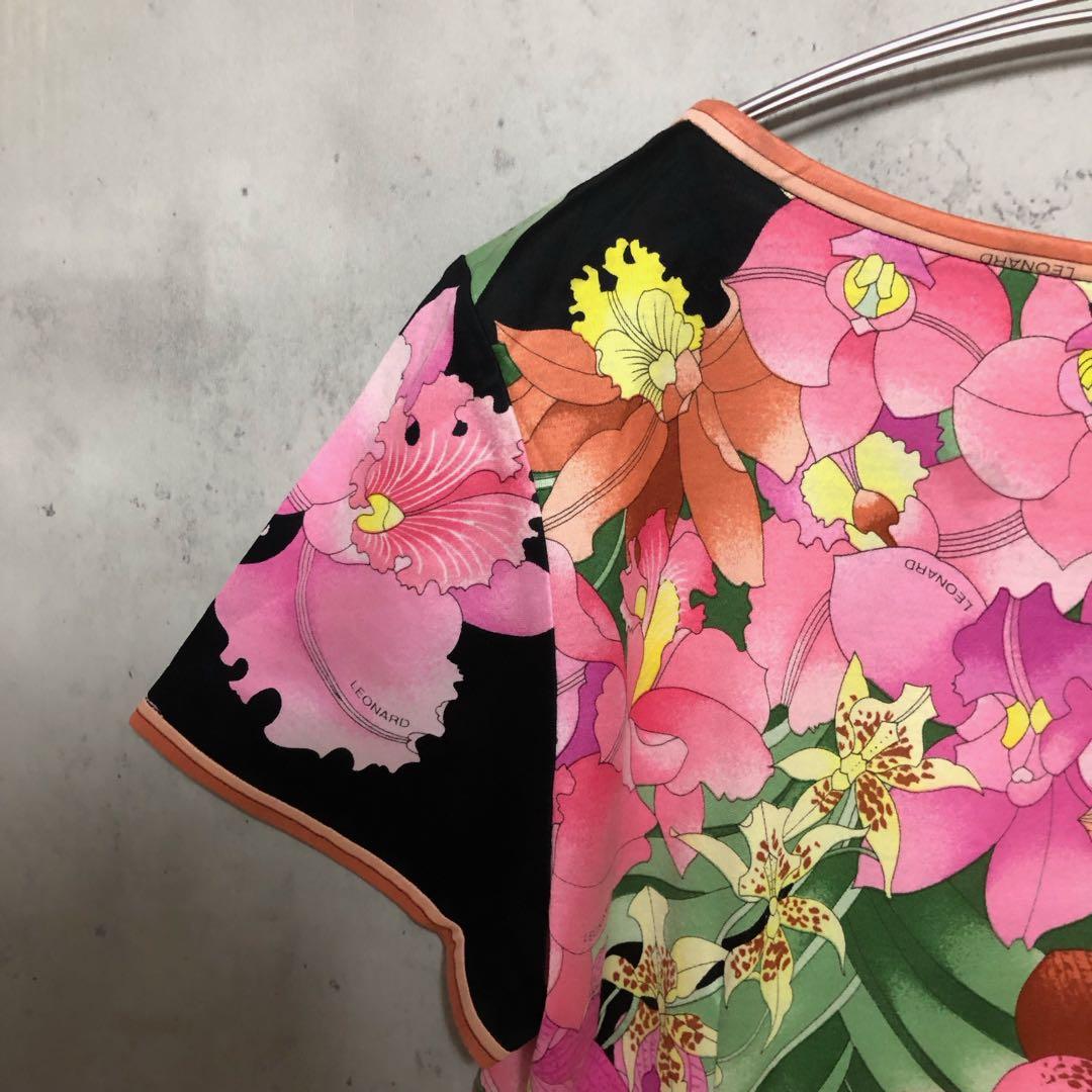 美品　LEONARD レオナール 花柄 総柄 トップス カットソー M