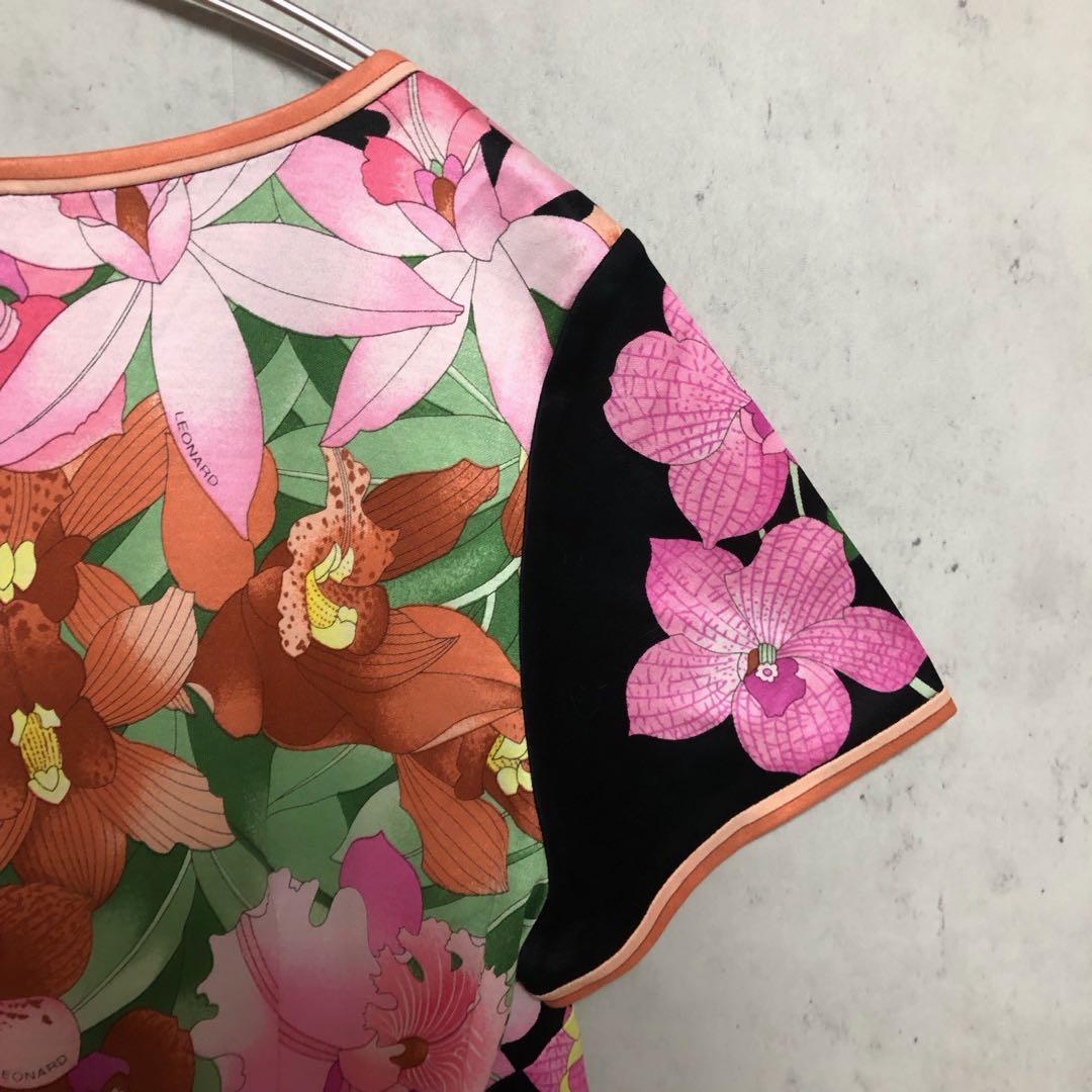 美品　LEONARD レオナール 花柄 総柄 トップス カットソー M