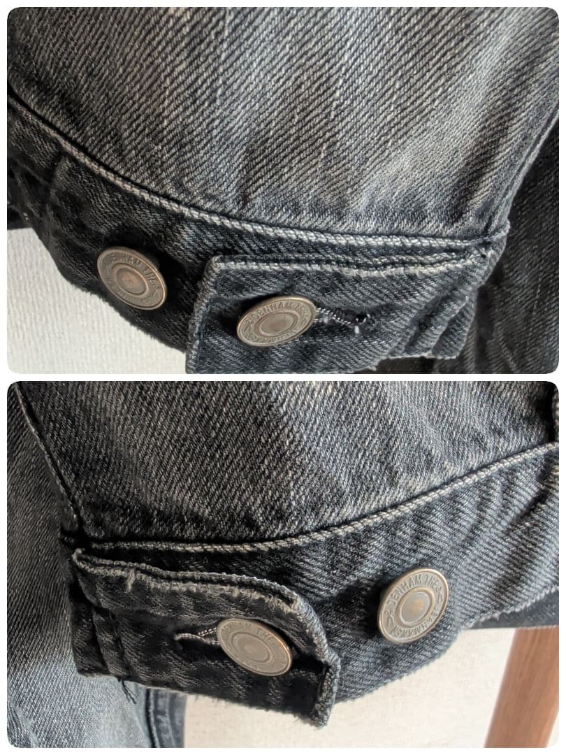 デンハム デニムジャケット Gジャン 2nd ダメージ加工 ブラック M