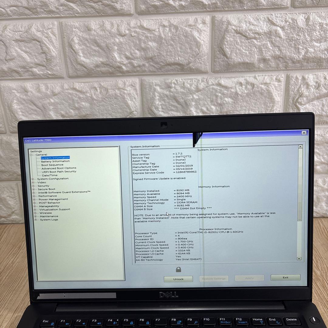 DELL latitude 7390 i5-8250U メモリ8GBタッチパネル