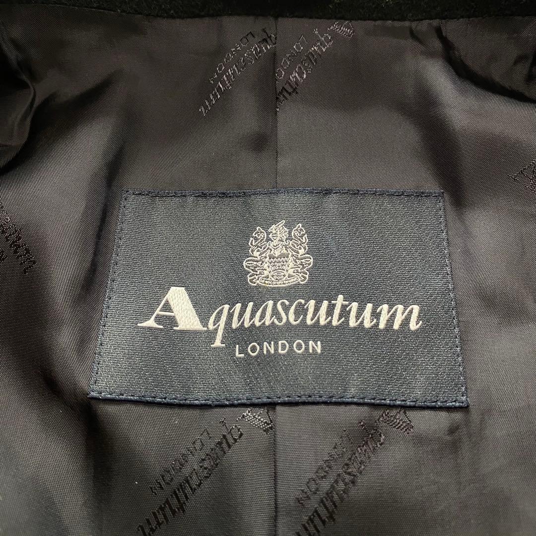 美品✨アクアスキュータム カシミヤ混　黒　コート　ステンカラーコート