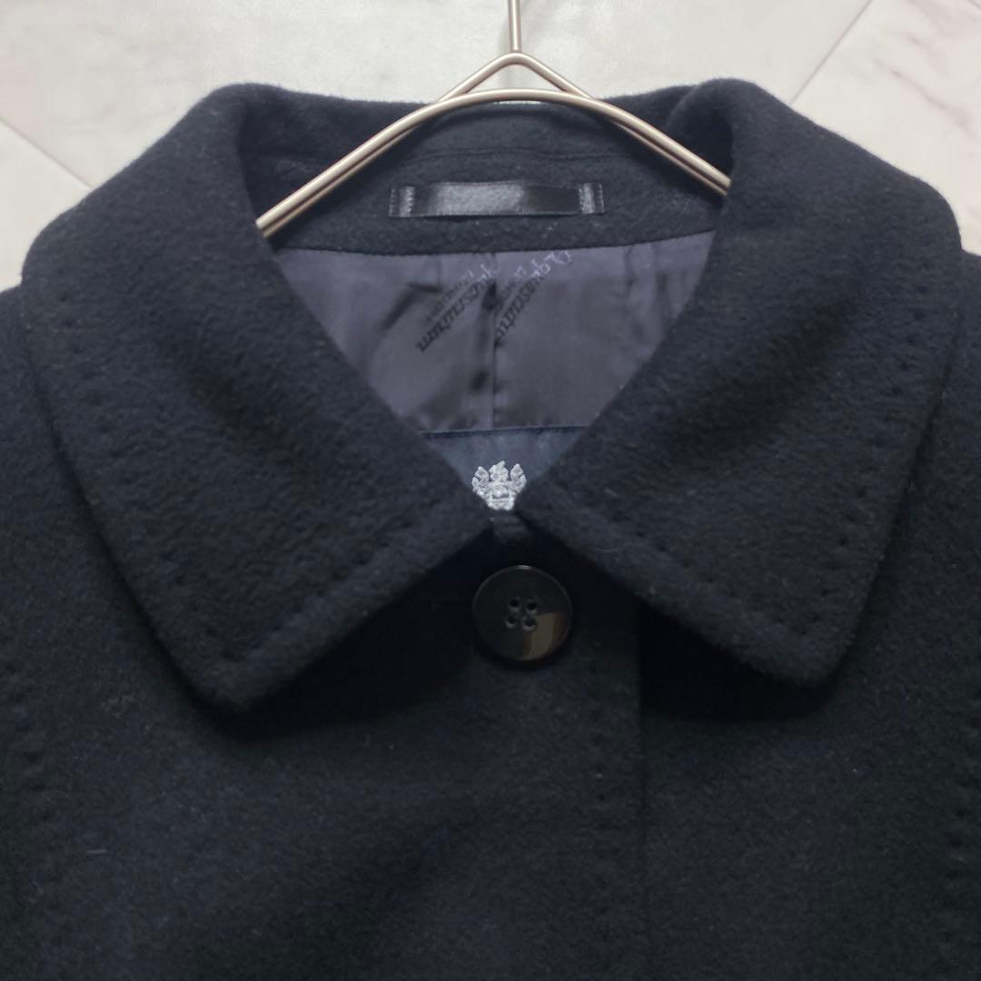 美品✨アクアスキュータム カシミヤ混　黒　コート　ステンカラーコート