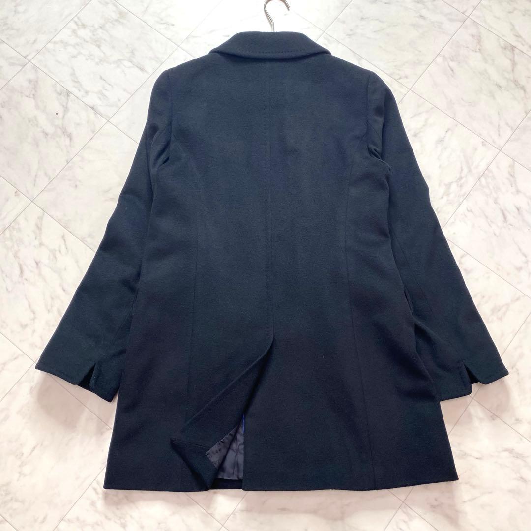 美品✨アクアスキュータム カシミヤ混　黒　コート　ステンカラーコート