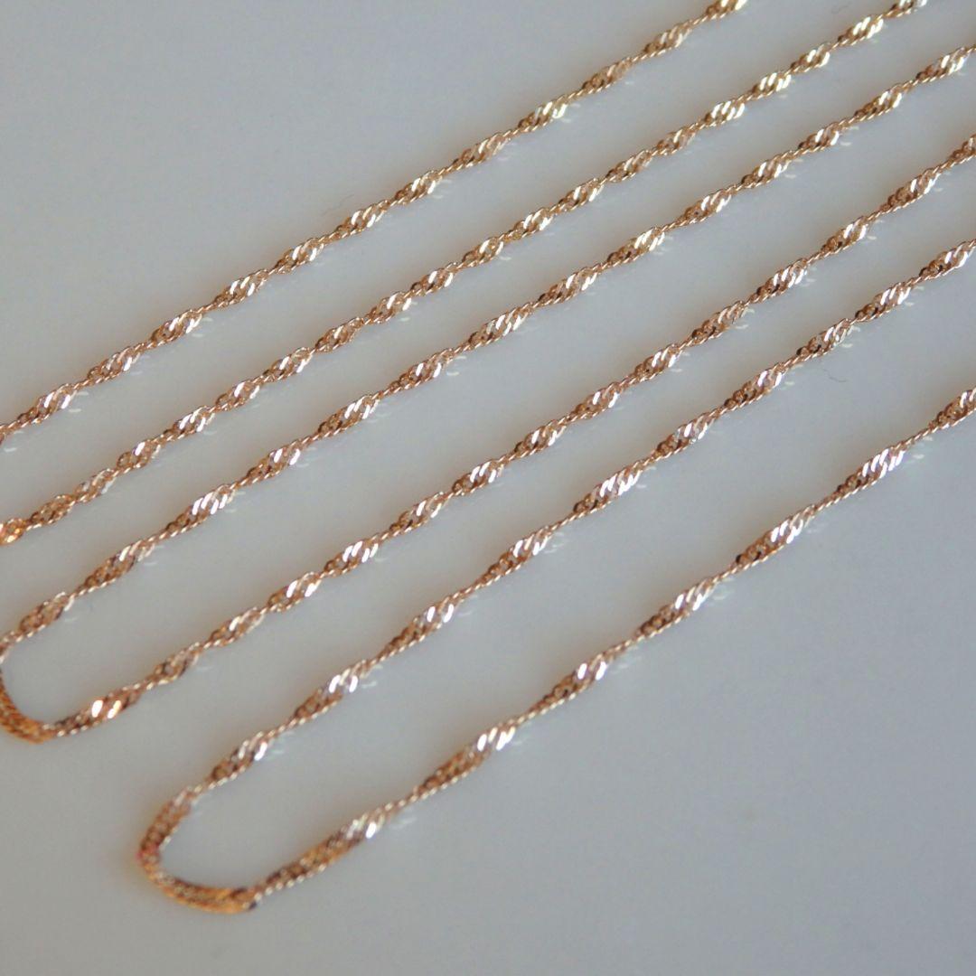 ニコ　k18ネックレス　PG　スクリューチェーン　1.3㎜幅