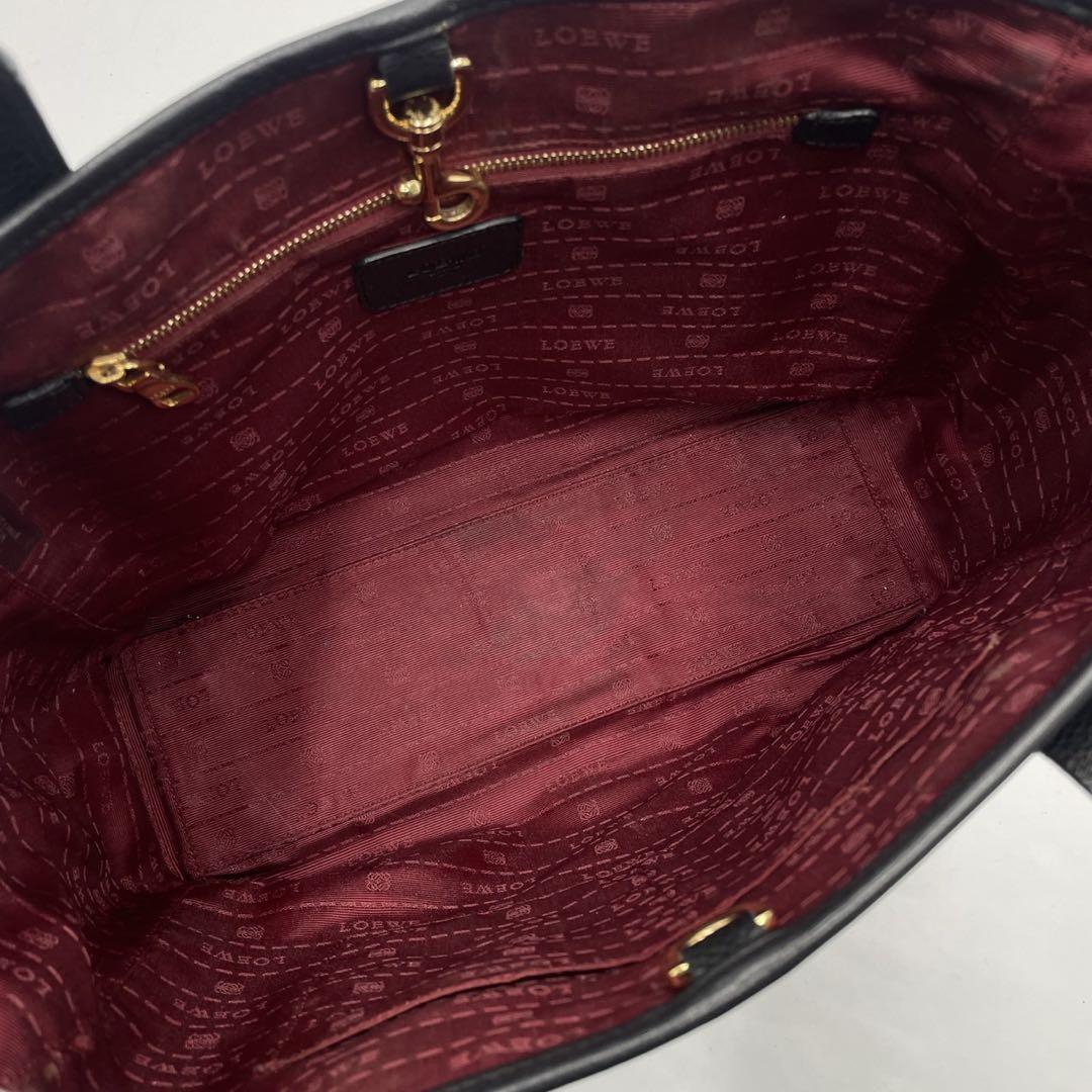 美品● LOEWE ロエベ ハンドバッグ ヘリテージ ロゴ ブラック レザー