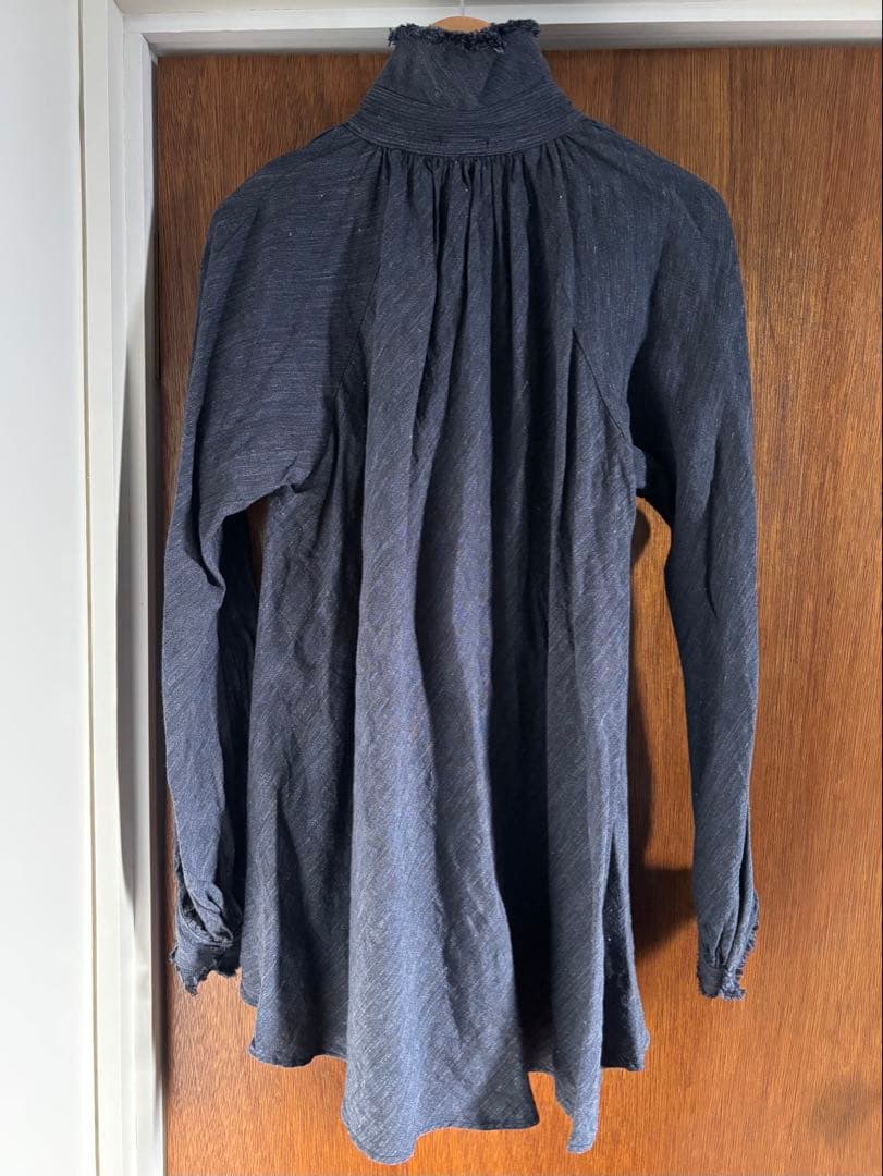 【美品】yunahica インディゴリネン フリルブラウス サイズ2