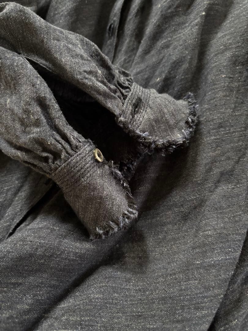 【美品】yunahica インディゴリネン フリルブラウス サイズ2