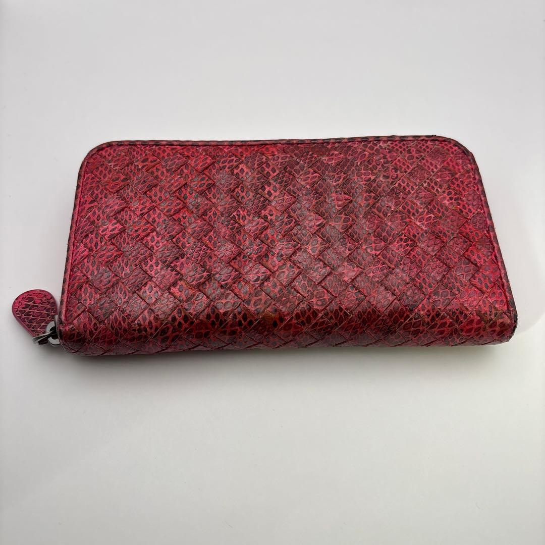 ◆正規品◆ボッティガヴェネタイントレチャート ラウンドファスナー長財布パイソン