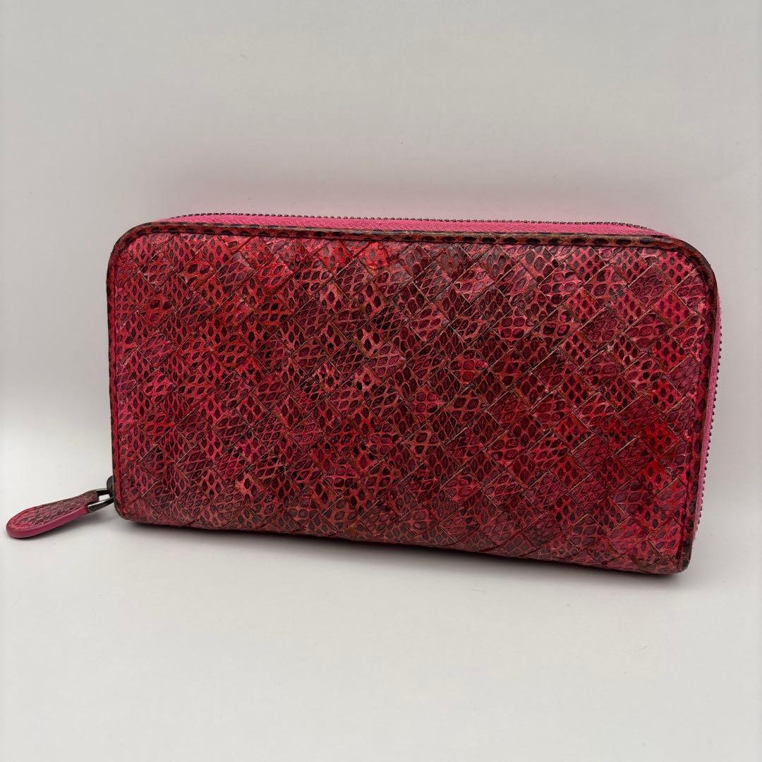 ◆正規品◆ボッティガヴェネタイントレチャート ラウンドファスナー長財布パイソン