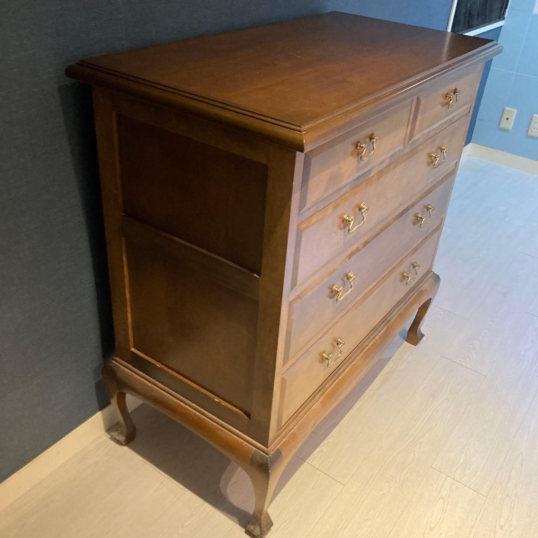 クラシックブラウン木製チェスト 4引き出し