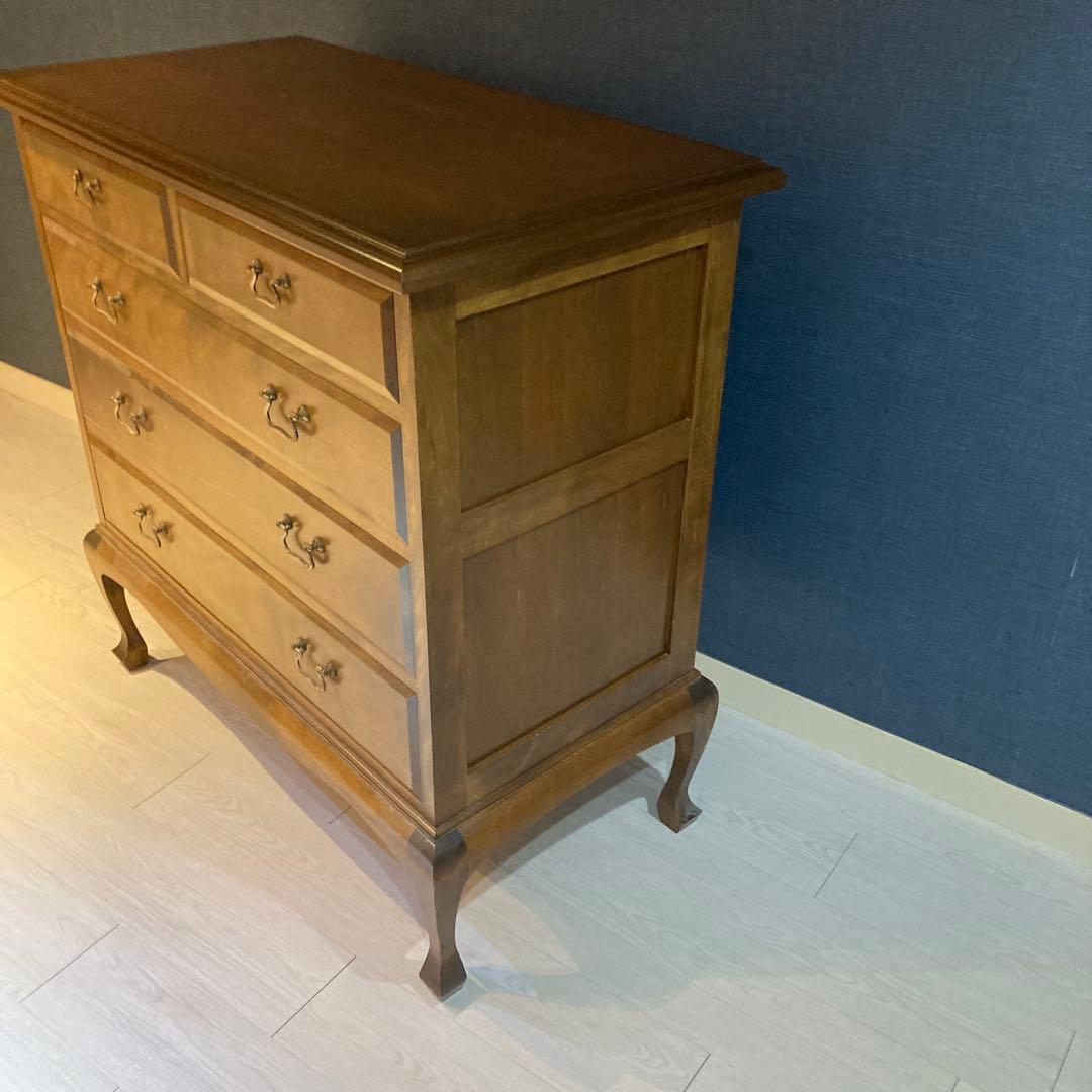 クラシックブラウン木製チェスト 4引き出し