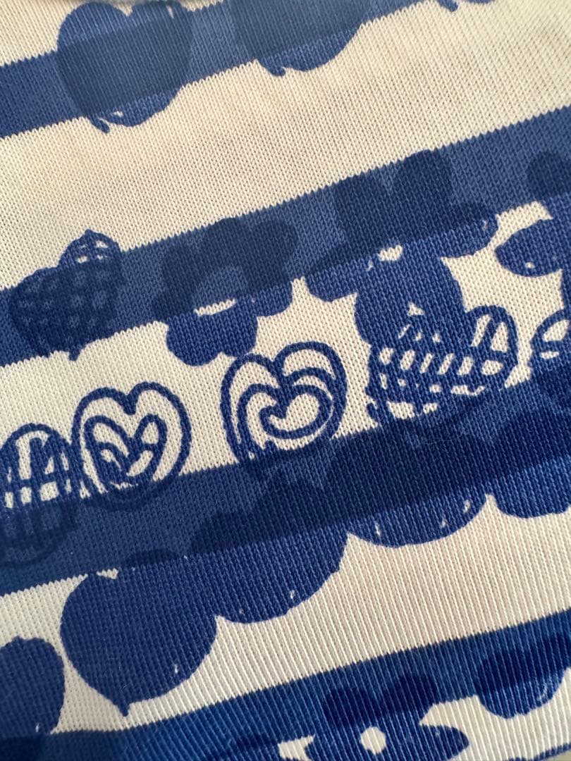 BRU NA BOINNE プリント　ボーダー　ロンT ブルー　青　XL 総柄