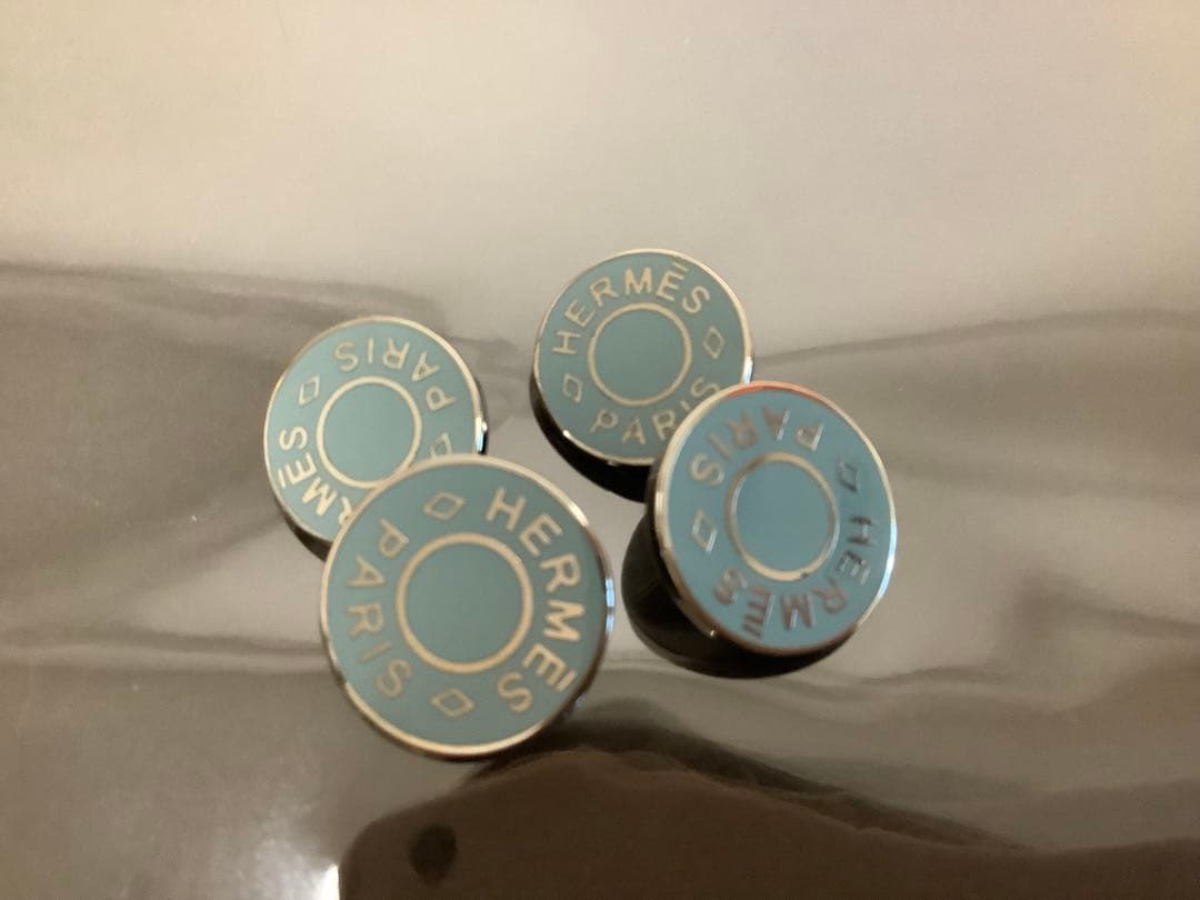【美品】HERMES カフリンクス セリエ シェーヌダンクルチェーン ブルー
