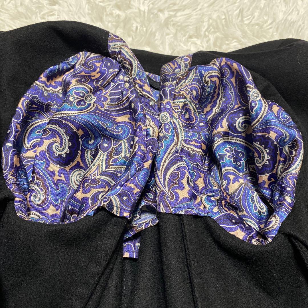 ルビアム　チェスターコート　メンズ　ブラック　ペイズリー柄