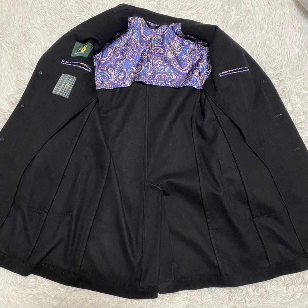 ルビアム　チェスターコート　メンズ　ブラック　ペイズリー柄