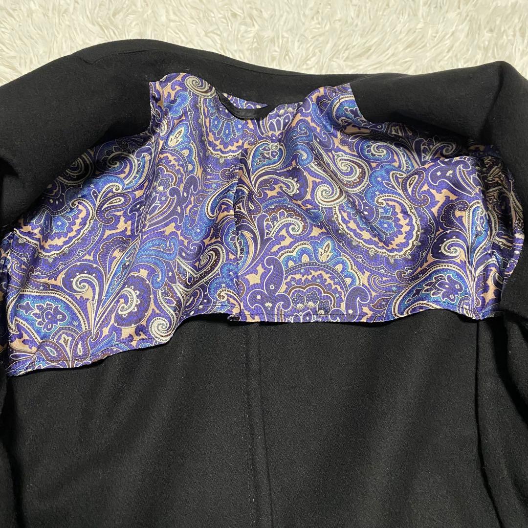 ルビアム　チェスターコート　メンズ　ブラック　ペイズリー柄