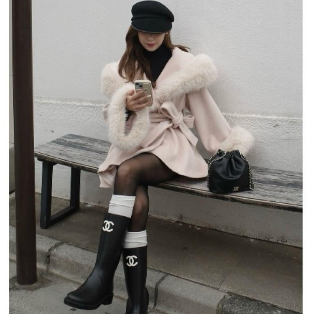 ユイです★ハンガー付き ウエストベルトプリンセスラインコート PINK