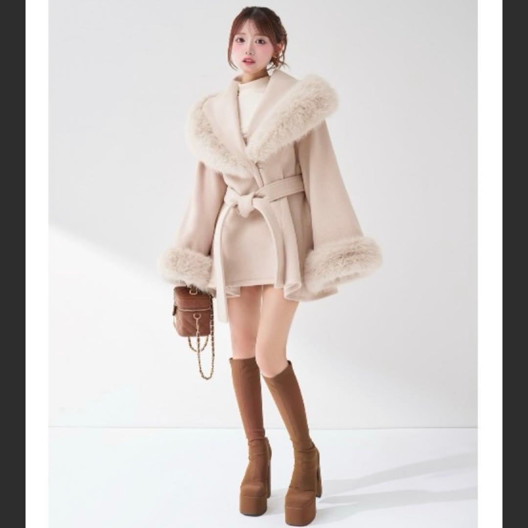 ユイです★ハンガー付き ウエストベルトプリンセスラインコート PINK