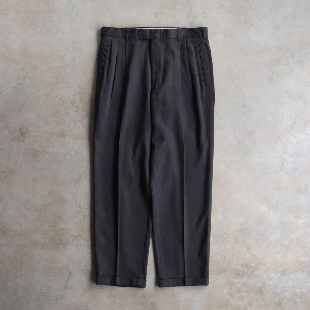 90s SLATES スレイツ ツータックスラックス ダークグレーW34 L31