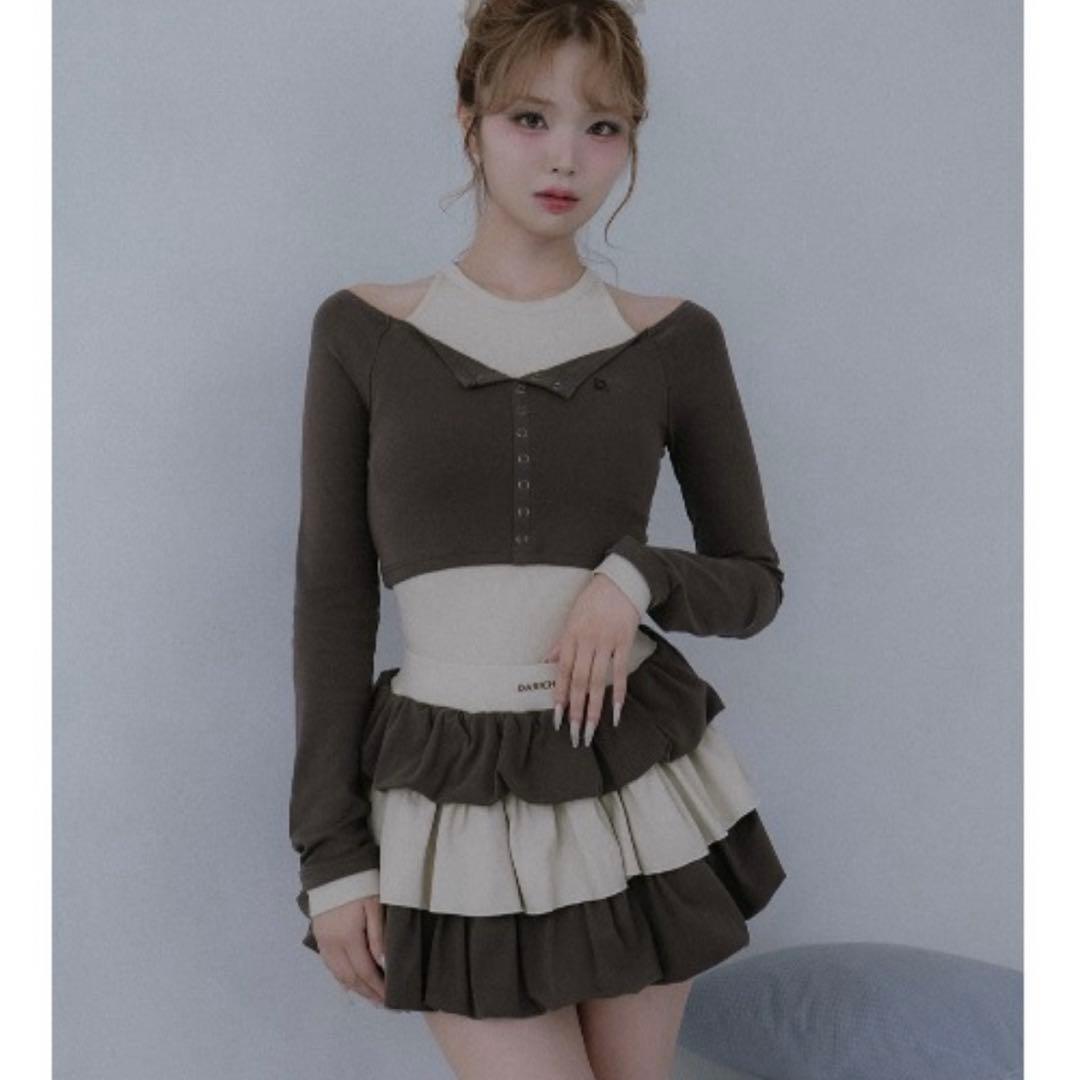 darich ダーリッチ オフショルレイヤードリブトップス