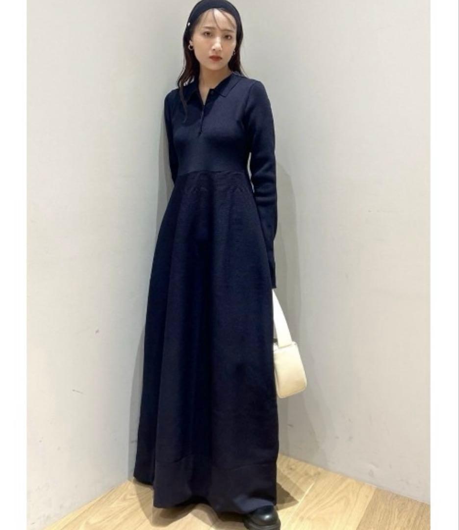 Y*◆様 スタイルミキサー　フォルムポロニットワンピース　Sサイズ　ネイビー