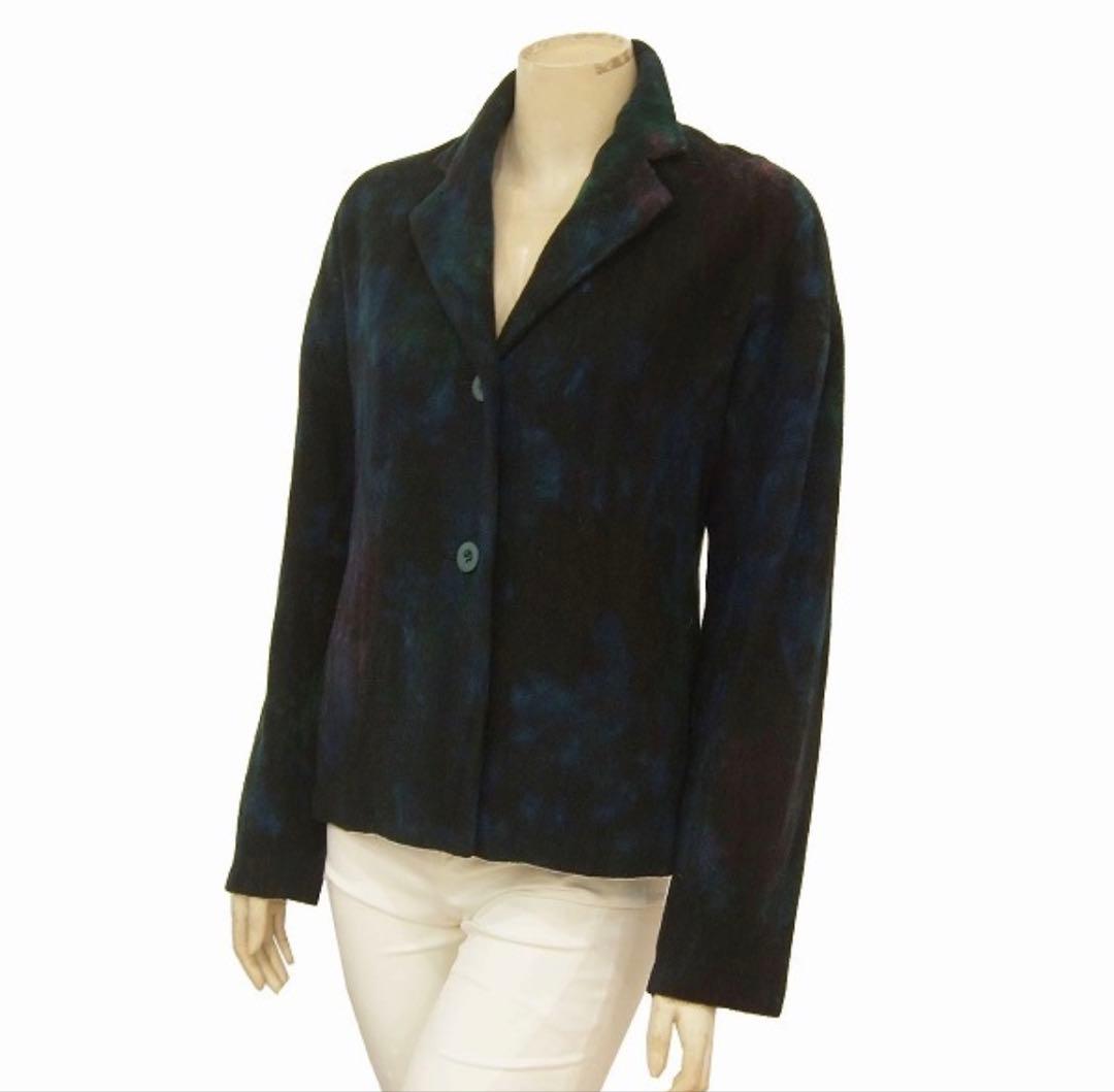 イッセイミヤケISSEY MIYAKE★グラデーション★ファー付ジャケット★L位