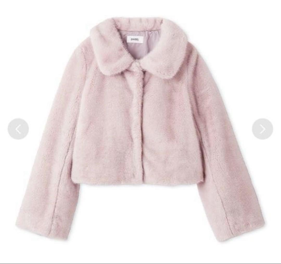 SNIDEL ステンカラーショートファーコートジャケット　ピンク 1