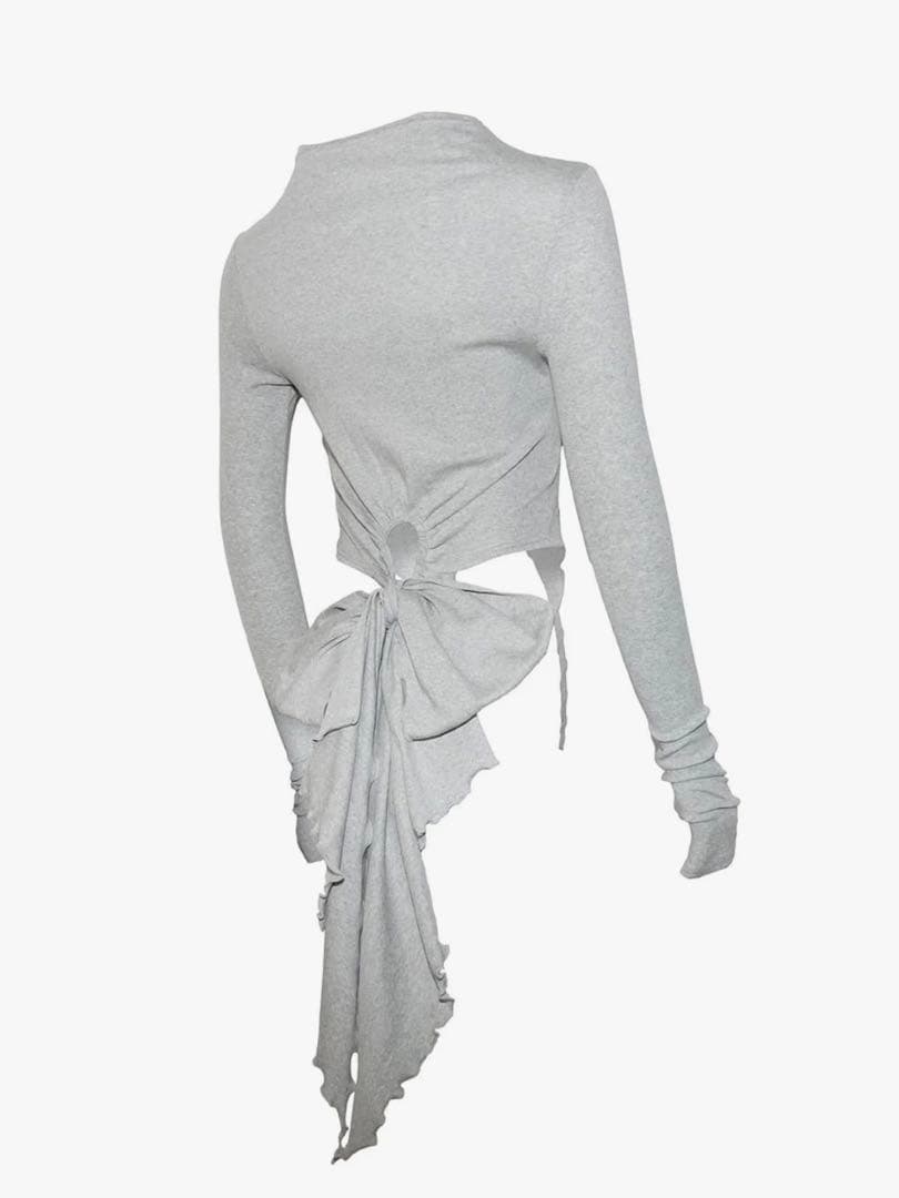 トップス THEREDTHREAD ribbon tail tops(gray)