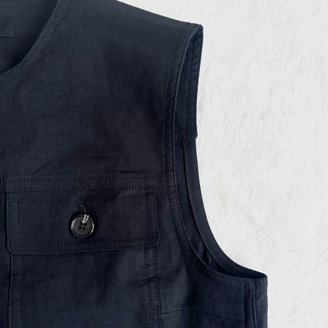 25SS 未使用級✨セオリー トラッカーベスト ストレッチ リネン ブラック S