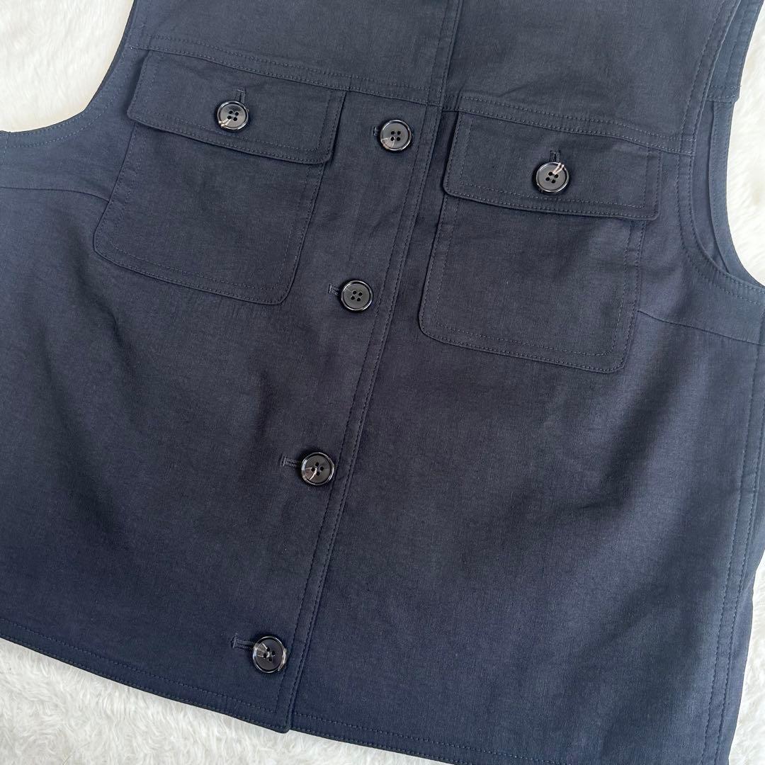 25SS 未使用級✨セオリー トラッカーベスト ストレッチ リネン ブラック S