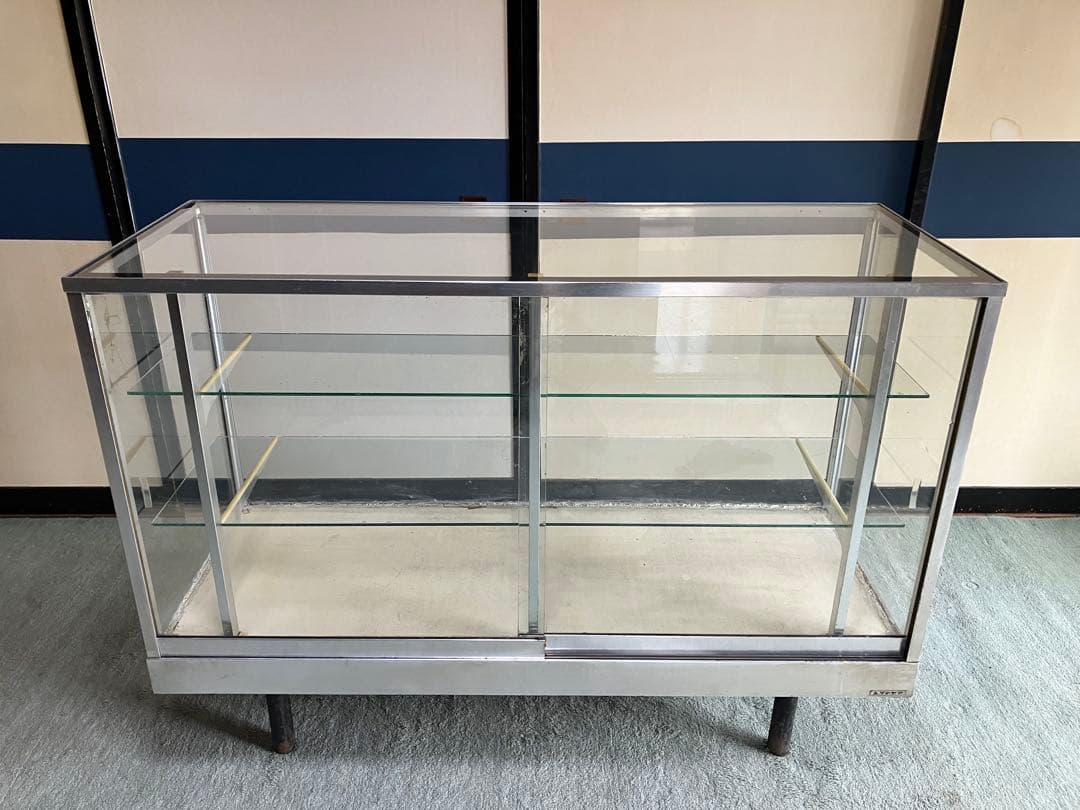 【うきべ】レトロ商品　中型ガラスケース 3棚付き　アンティークガラスケース