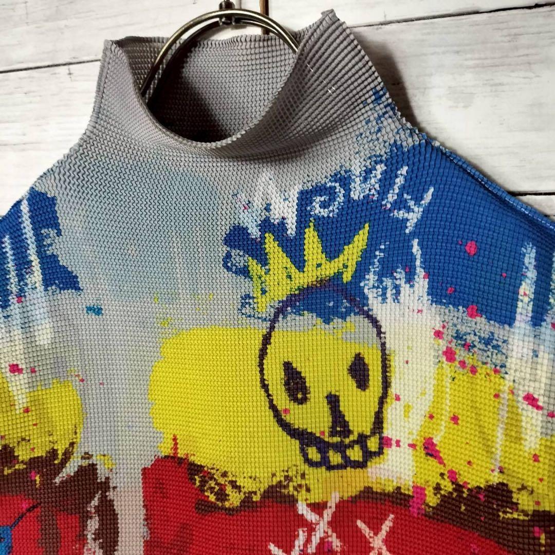 ミーバイイッセイミヤケ 半袖カットソー ハイネック ペイント 総柄