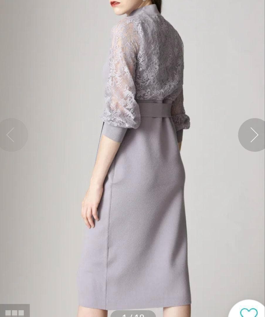 【なっちゃん】美品 PINKY&DIANNE レース袖ラベンダーワンピース