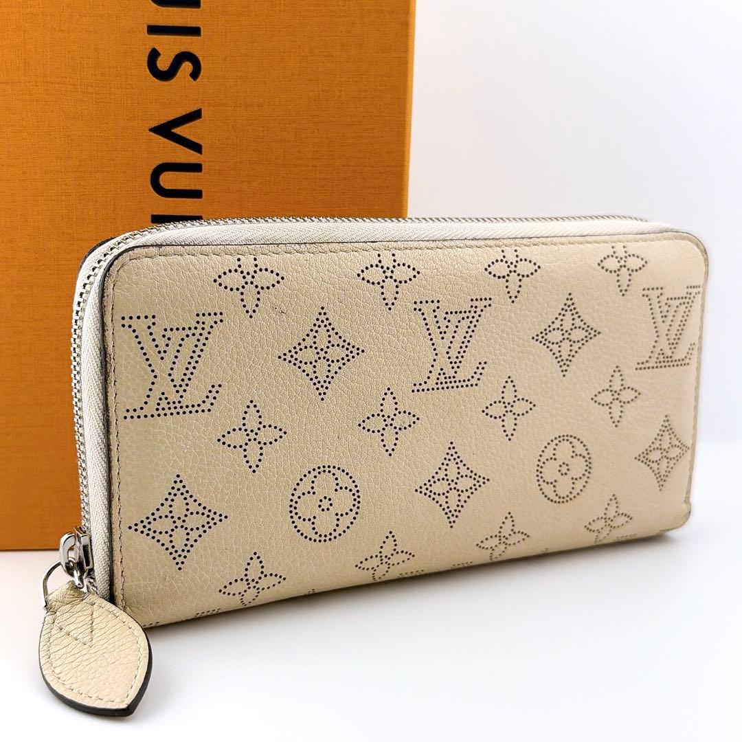 【美品】ルイヴィトン モノグラム マヒナ ジッピーウォレット 長財布 ベージュ