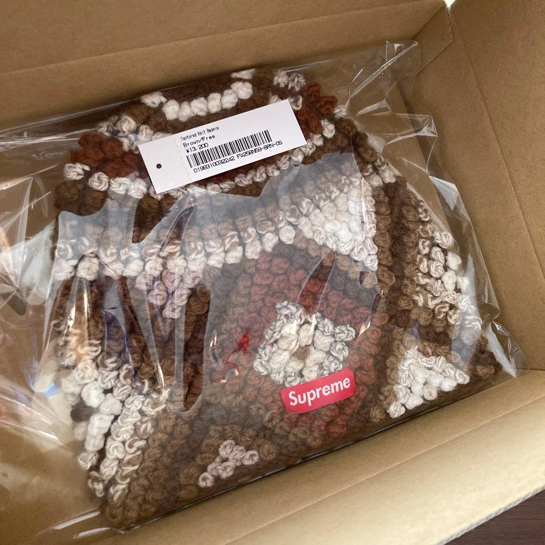 【新品】Supreme Textured Knit Beanie Brown