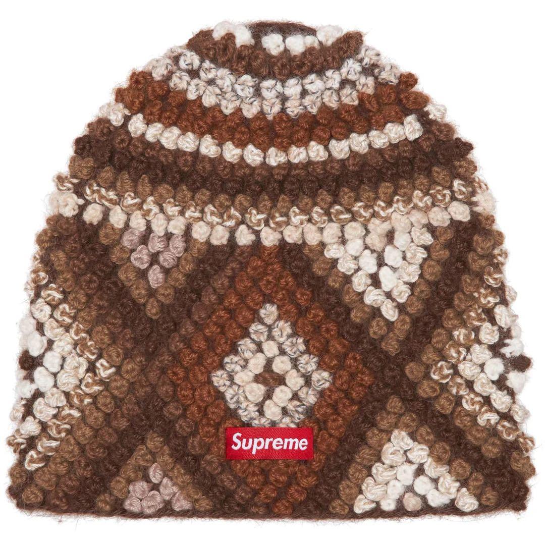 【新品】Supreme Textured Knit Beanie Brown
