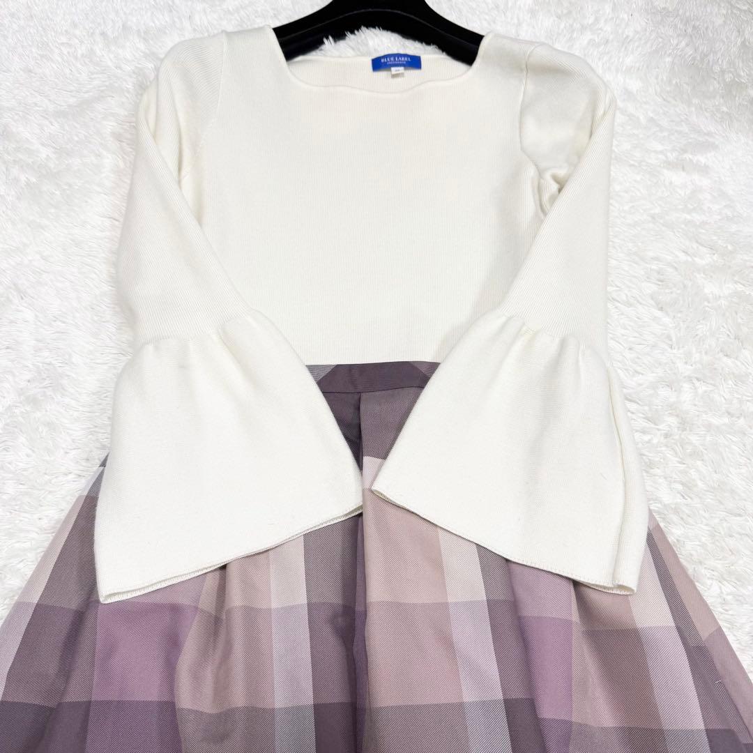 【極美品✨】クレストブリッジ　チェッククロッシングツイルニットドッキングドレス