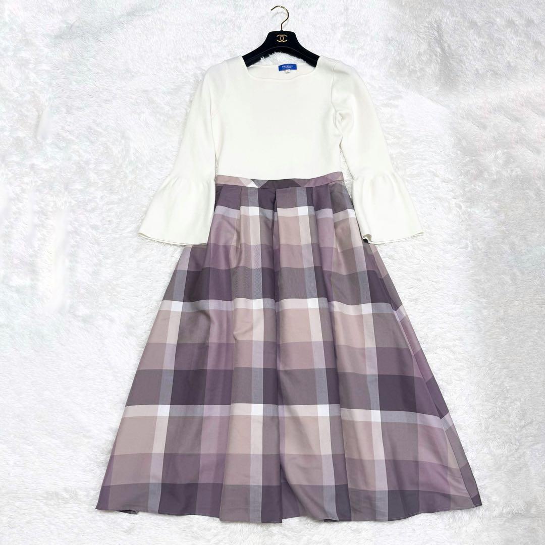 【極美品✨】クレストブリッジ　チェッククロッシングツイルニットドッキングドレス