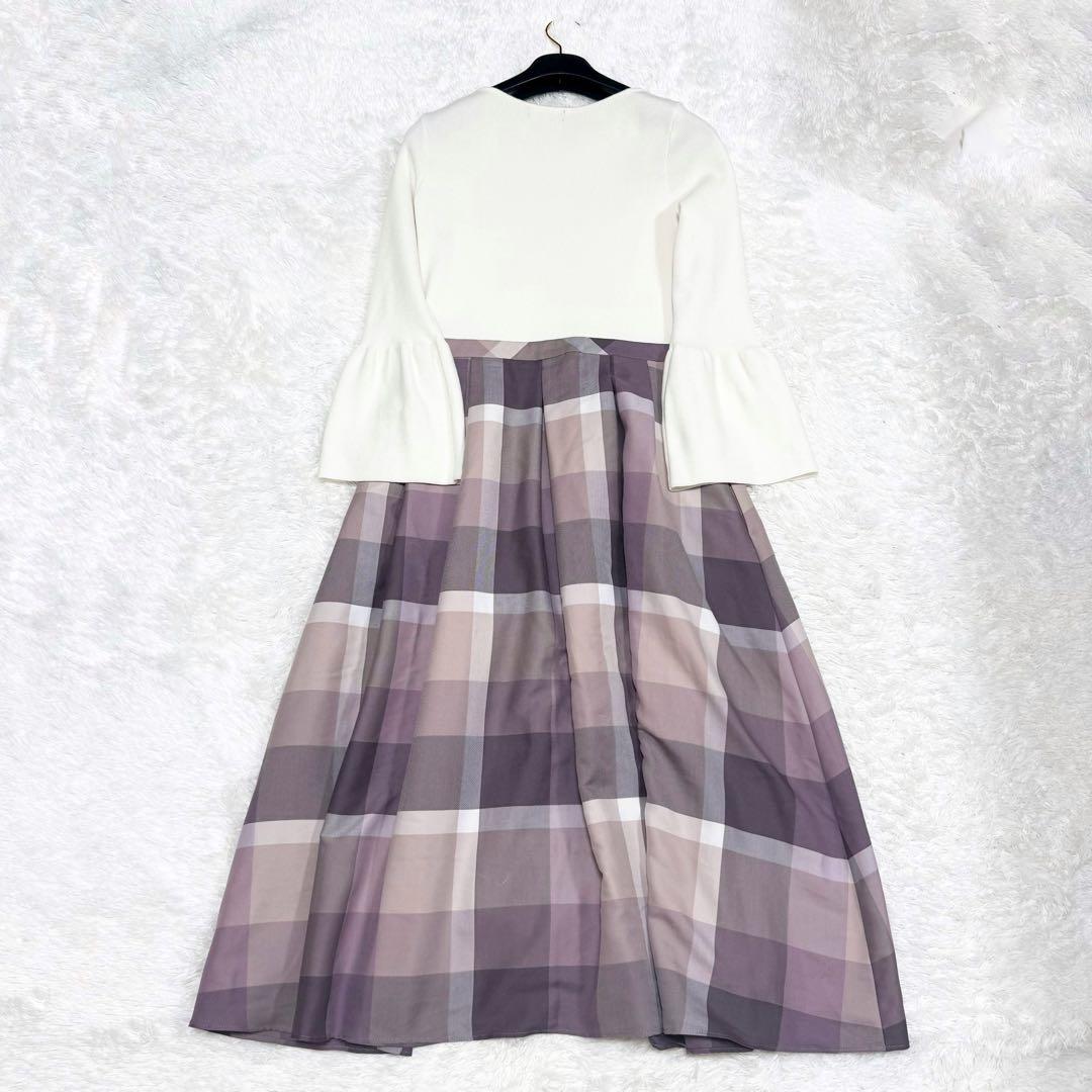 【極美品✨】クレストブリッジ　チェッククロッシングツイルニットドッキングドレス