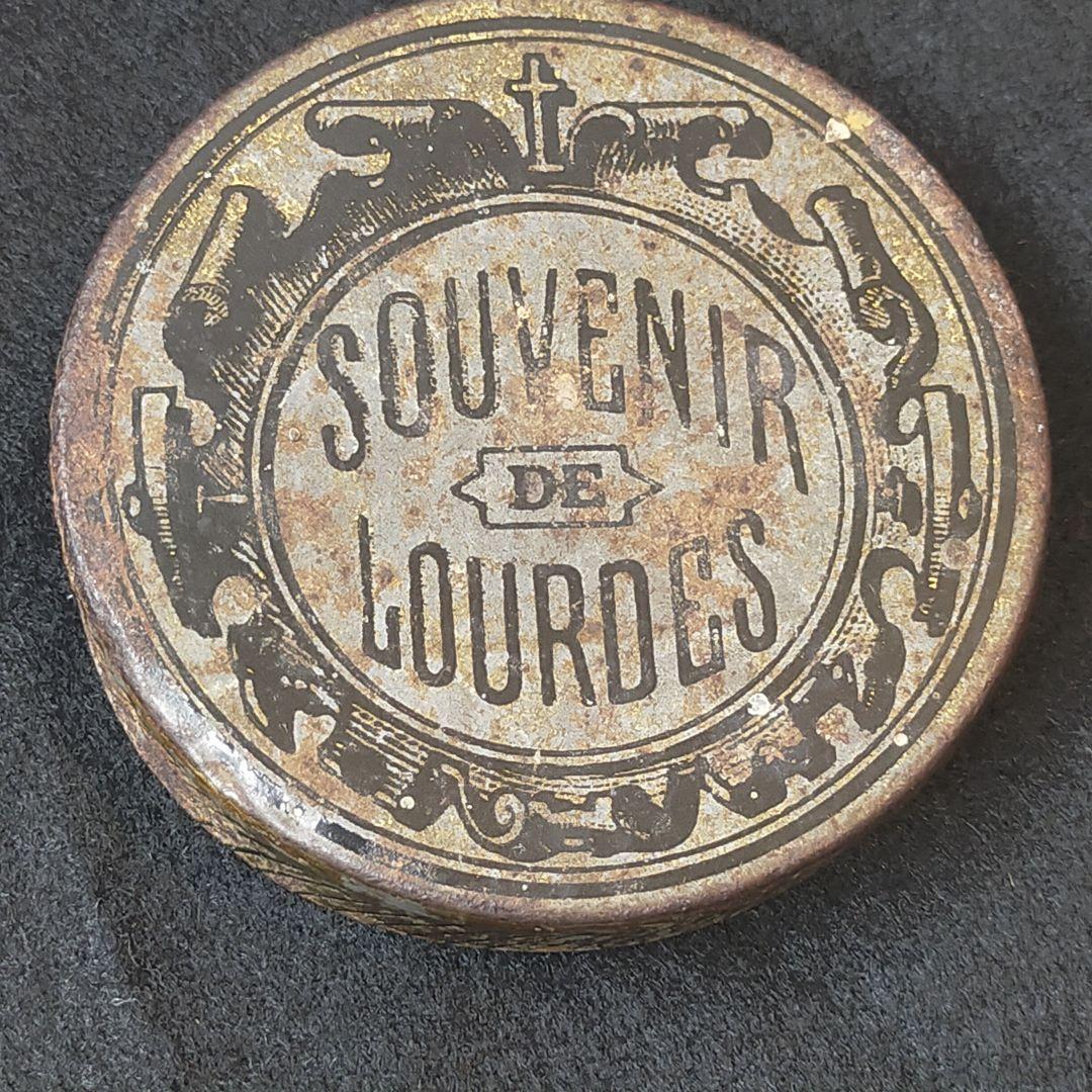 フランス製 ルルドの泉 聖母マリア 聖水グラス アシッドエッチング 金彩