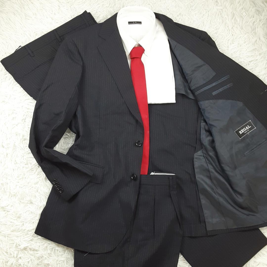 新品未使用タグ付き◎REGAL 2パンツスーツセットアップ ネイビー 背抜き