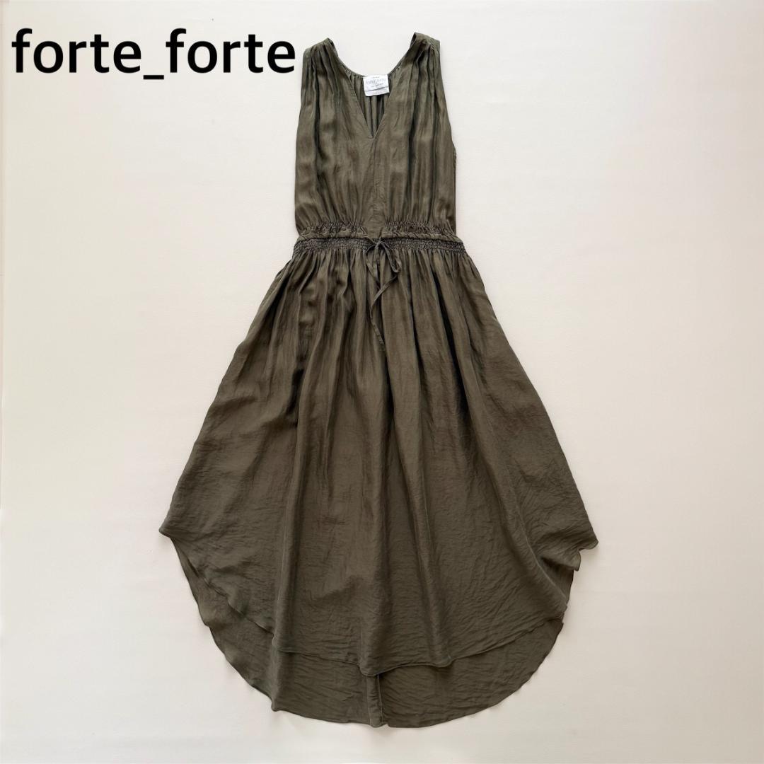 フォルテフォルテ シルク100% ノースリーブワンピース　ウエストマーク