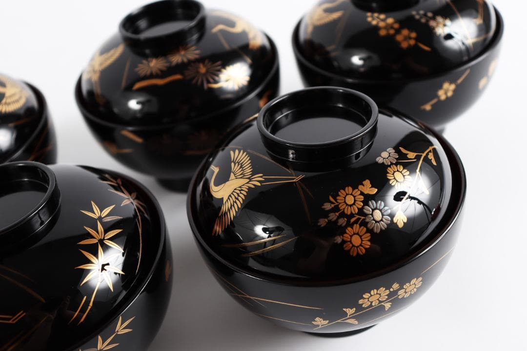 K*o様 輪島塗 蒔絵 吉祥文 吸物椀 人間国宝 大場松魚 寺井直次 監修 共箱